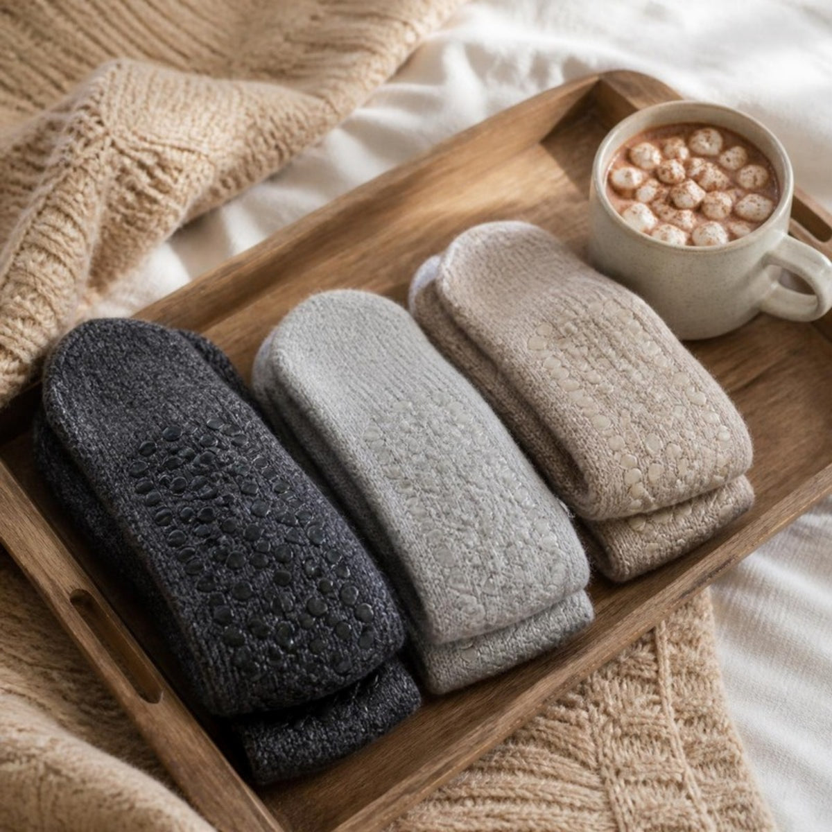 Cosy slipper socks by the fire - APA Pure Living