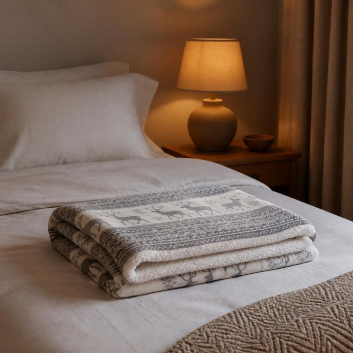 Nordic throw folded on an armchair - APA Pure Living