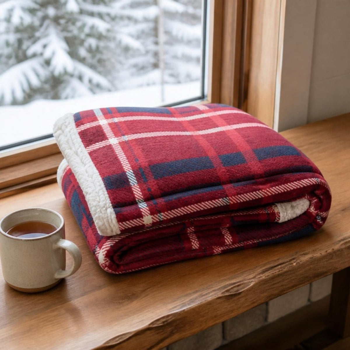 Tartan throw folded at the end of a bed - APA Pure Living