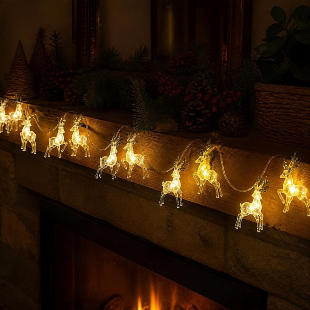 Reindeer light chain on a mantelpiece - APA Pure Living