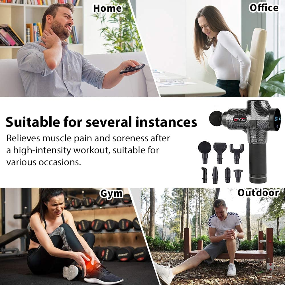 Handheld Massage Gun with 6 Heads and 30 Speed Settings - APA Pure Living