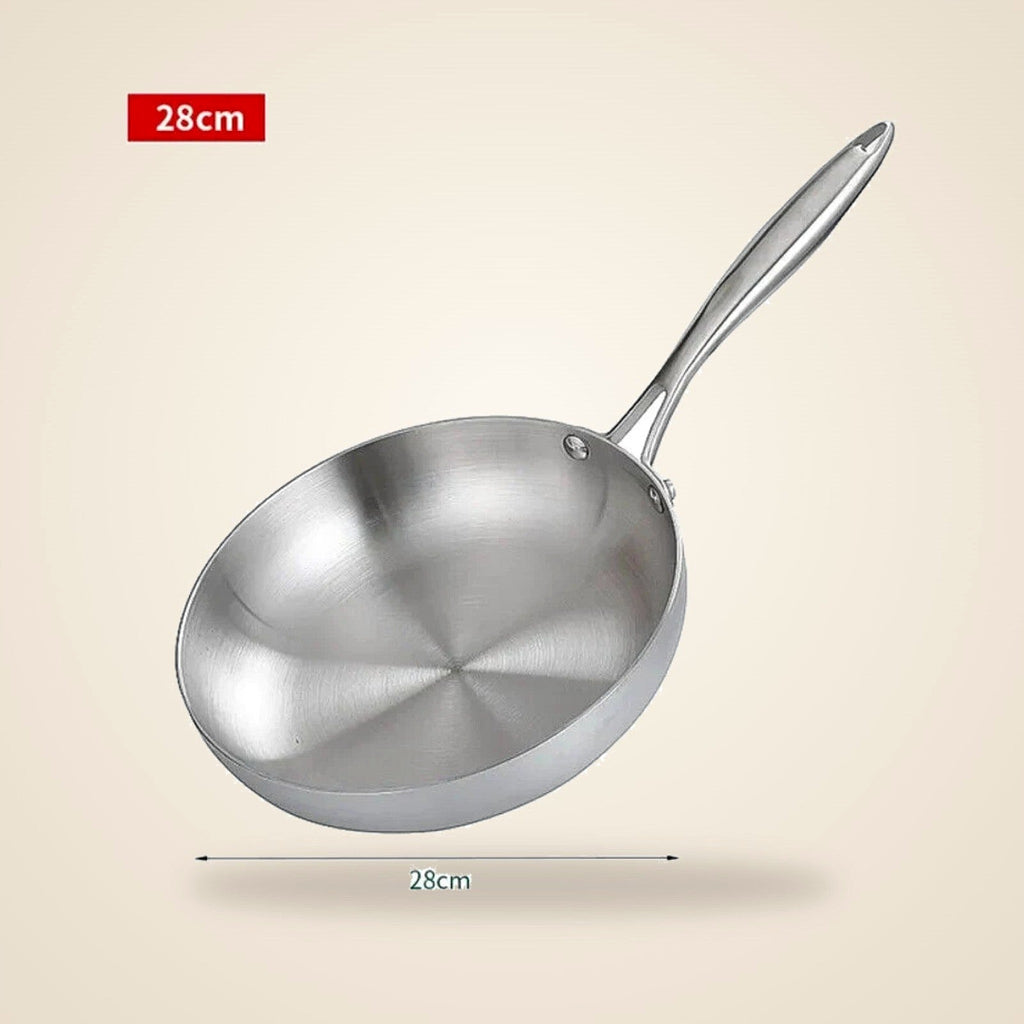 28 cm stainless steel frying pan with riveted handle