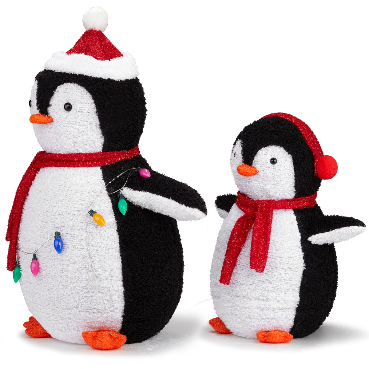Pre-Lit Plush Penguins, Set of 2 with 150 Warm White LEDs