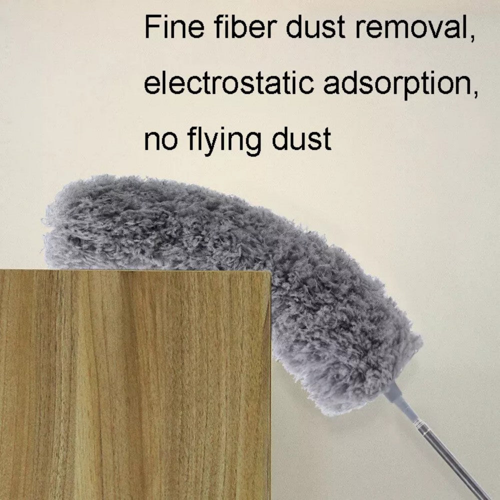 Fine fibre head picks up dust by electrostatic attraction