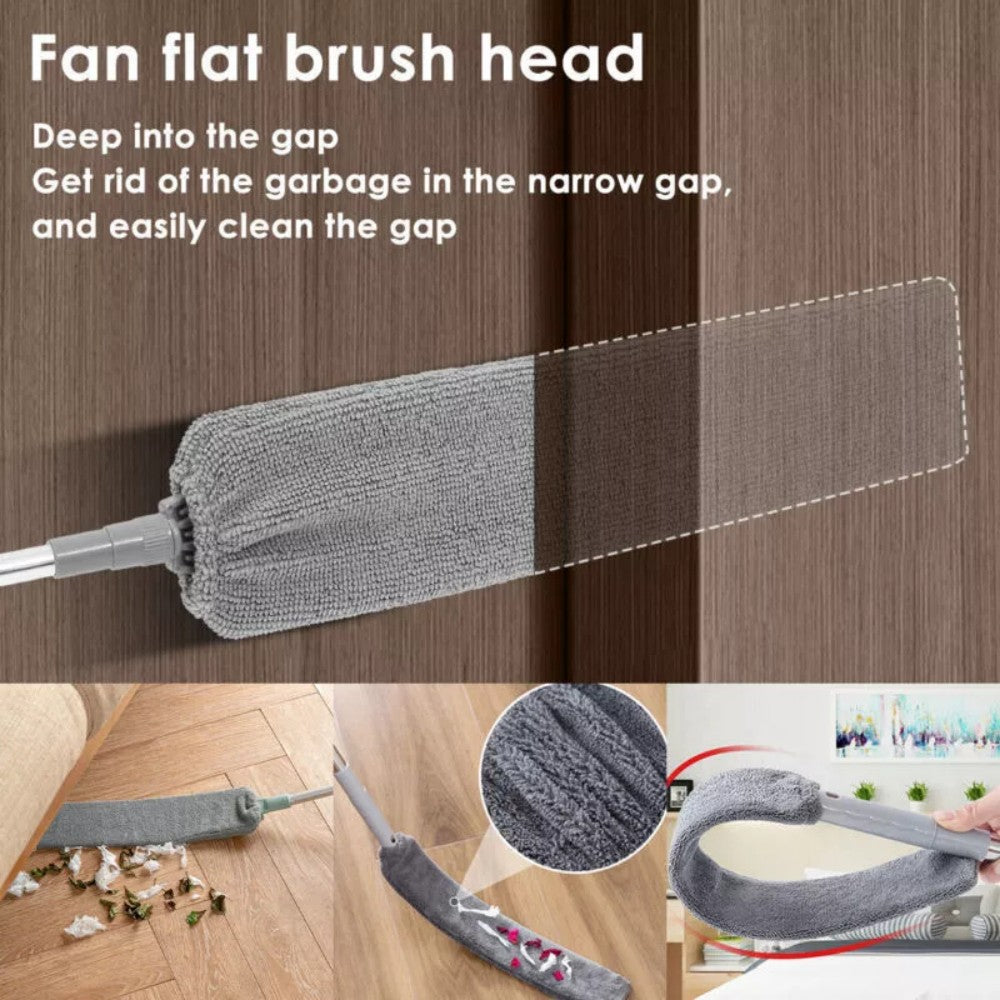 Fan flat brush head for cleaning narrow gaps