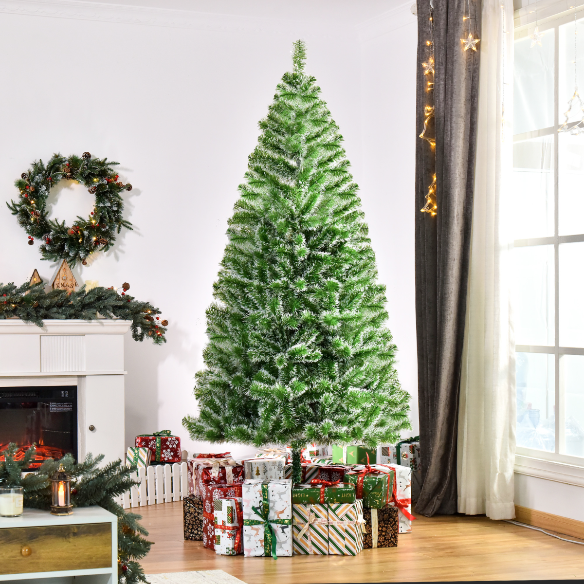 7ft Full Artificial Christmas Tree with 968 Tips and Metal Stand - APA Pure Living
