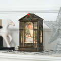 Musical Christmas Snow Globe Lantern with Warm White Lights, Bronze - APA Pure Living