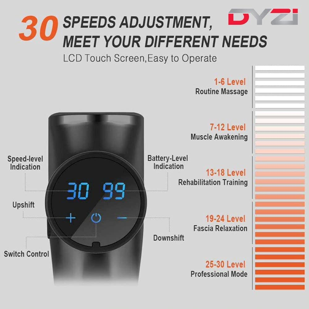Handheld Massage Gun with 6 Heads and 30 Speed Settings - APA Pure Living