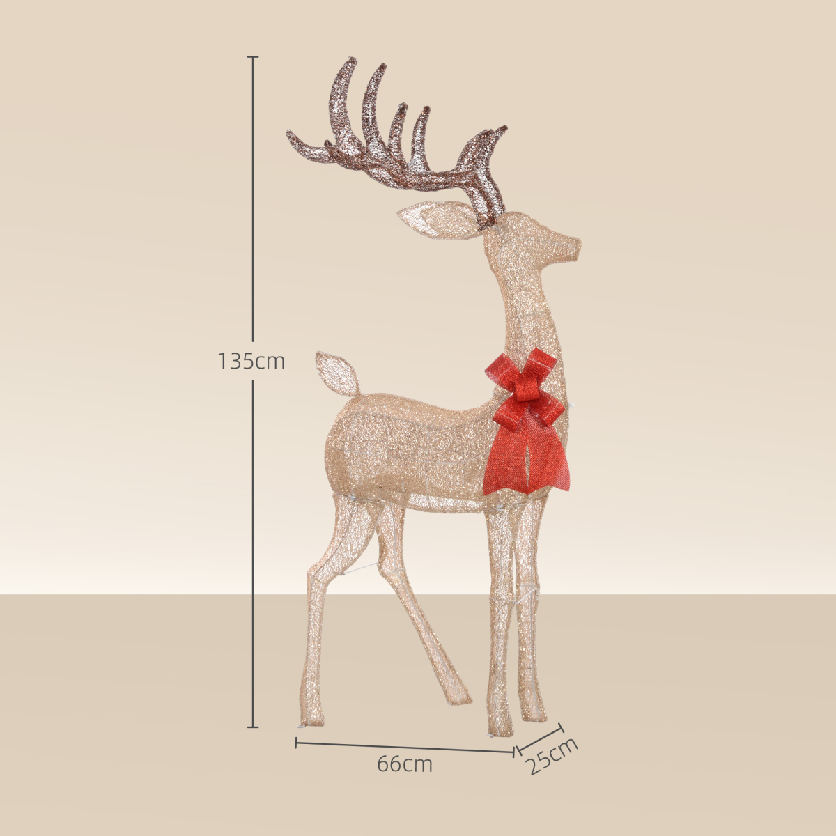 Light-Up Gold Reindeer Outdoor Christmas Decoration, 135cm - APA Pure Living