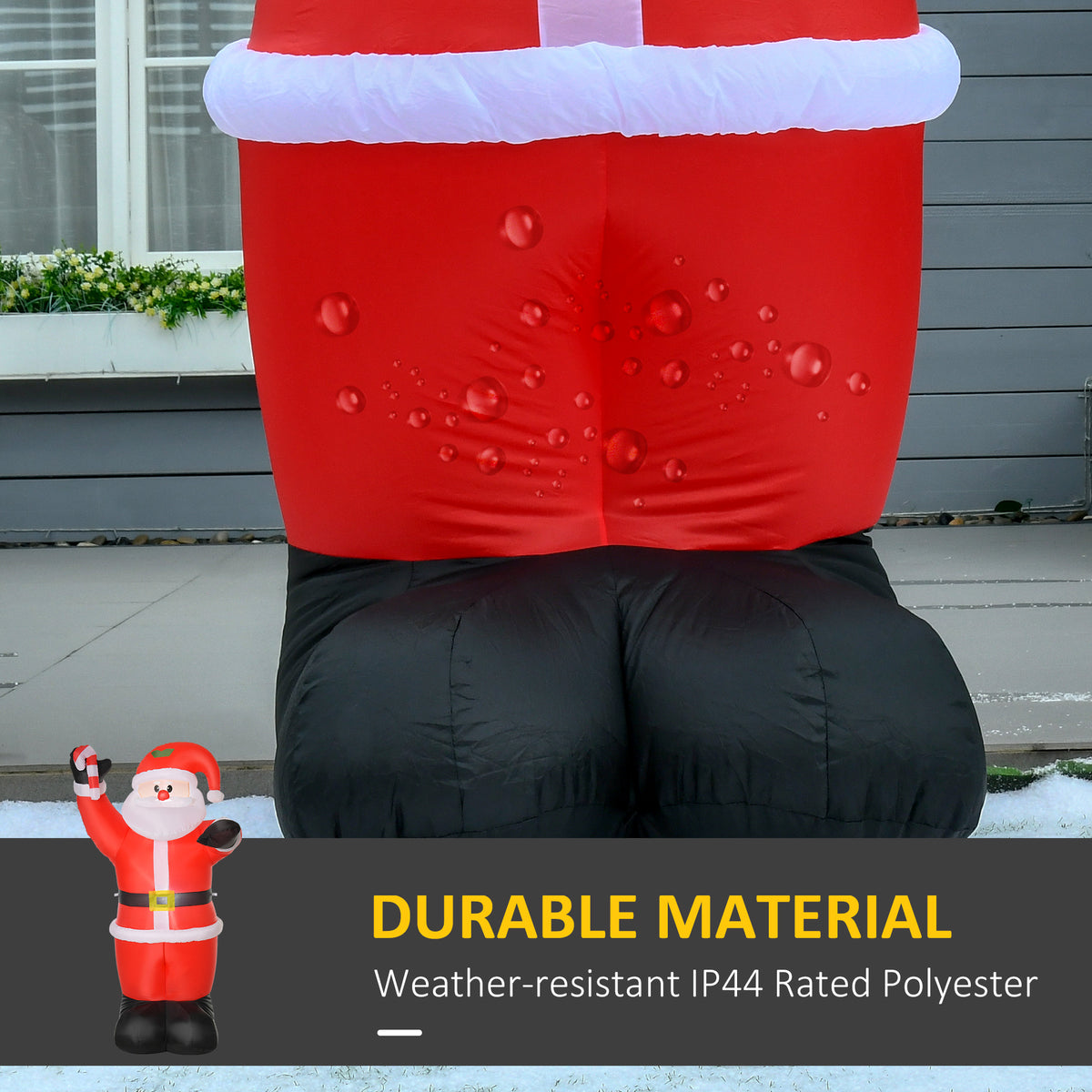 Built-in LED lights glowing inside the inflatable Santa