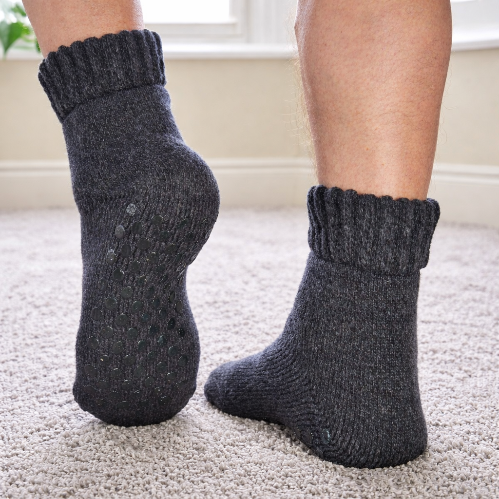 Merino Wool Slipper Socks with Non-Slip Soles, Set of 3 - APA Pure Living
