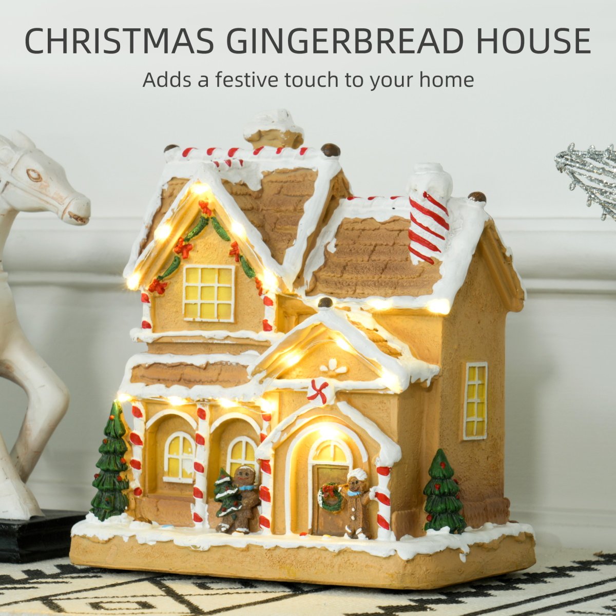 Light-Up Musical Gingerbread Candy House Christmas Decoration - APA Pure Living