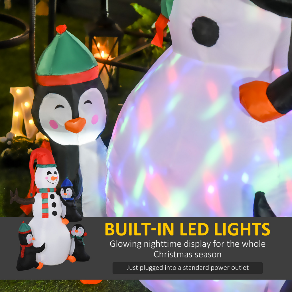 6ft Inflatable Snowman and Penguins with LED Lights - APA Pure Living