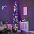 7.5ft Pre-Lit Slim Pencil Christmas Tree with 200 Multi-Colour LEDs - APA Pure Living