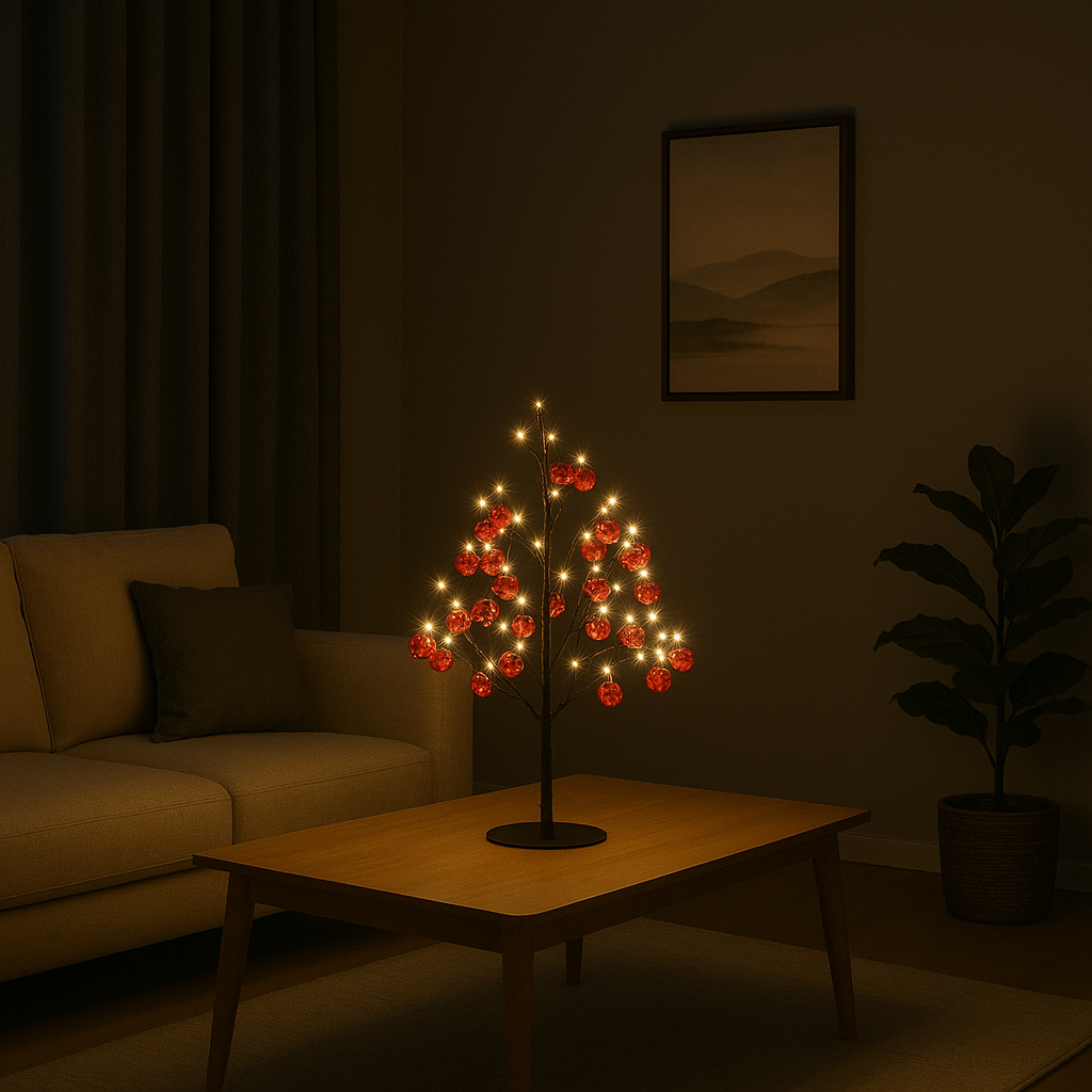 Pre-Lit Red Bauble Christmas Tree with 220 LEDs, 56cm - APA Pure Living