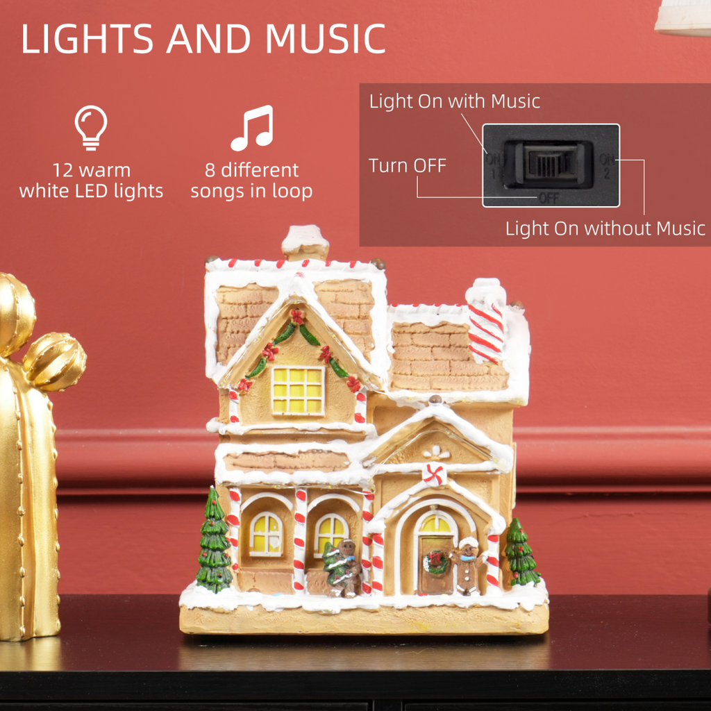 Light-Up Musical Gingerbread Candy House Christmas Decoration - APA Pure Living