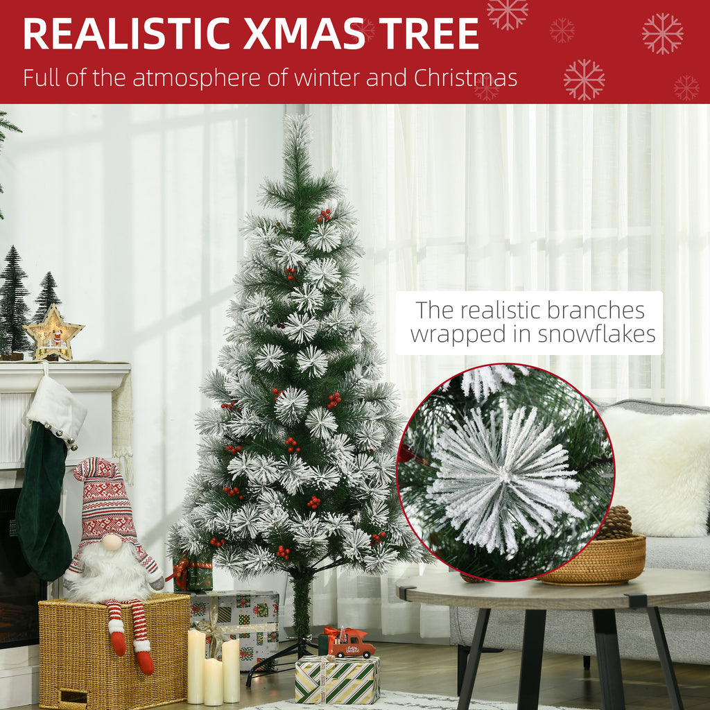 5ft Artificial Christmas Tree with Red Berries and Metal Stand - APA Pure Living