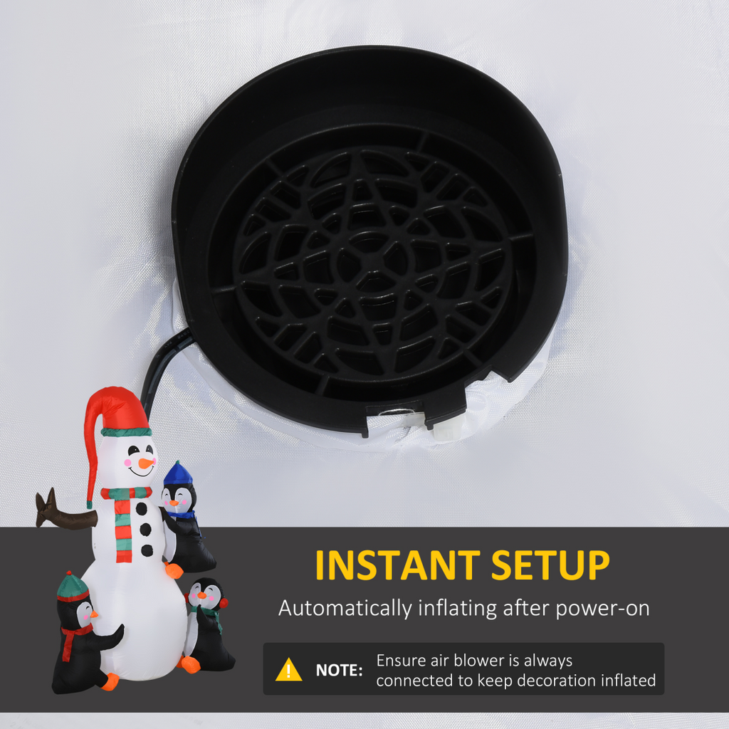 6ft Inflatable Snowman and Penguins with LED Lights - APA Pure Living
