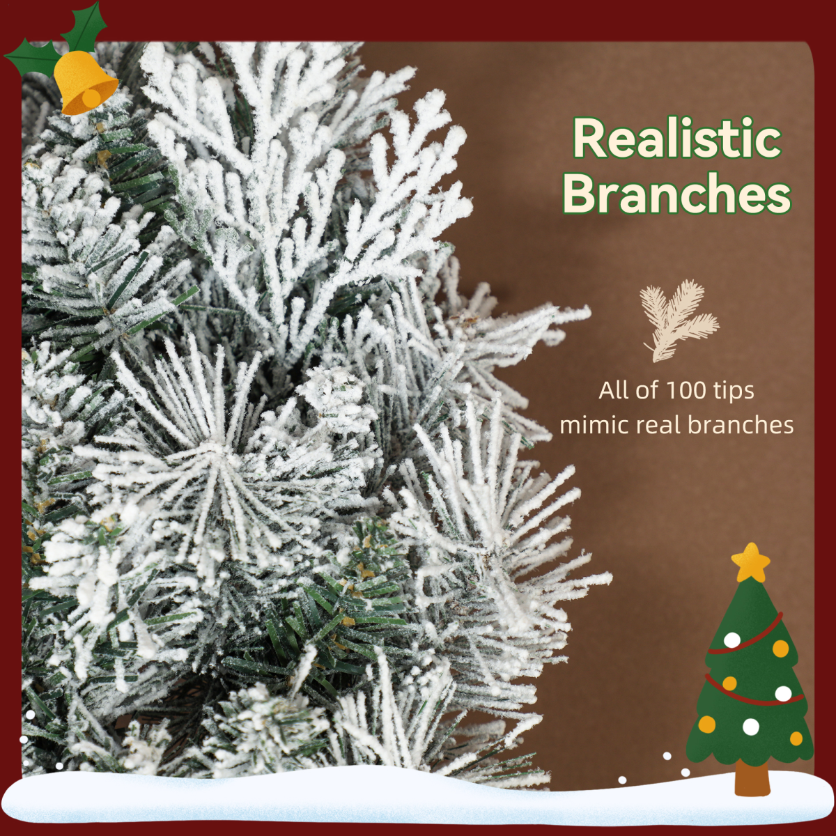 60cm Pre-Lit Snowy Christmas Wreath with Timer, Battery Operated - APA Pure Living