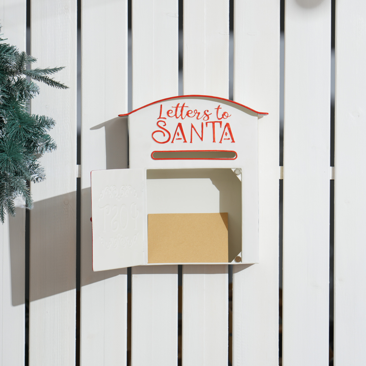 Wall-Mounted Letters to Santa Post Box, White Steel - APA Pure Living