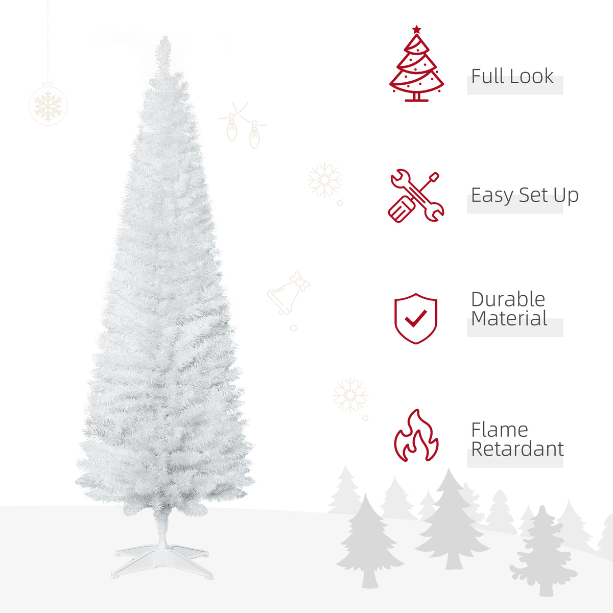 6ft Slim White Pencil Christmas Tree - APA Pure Living