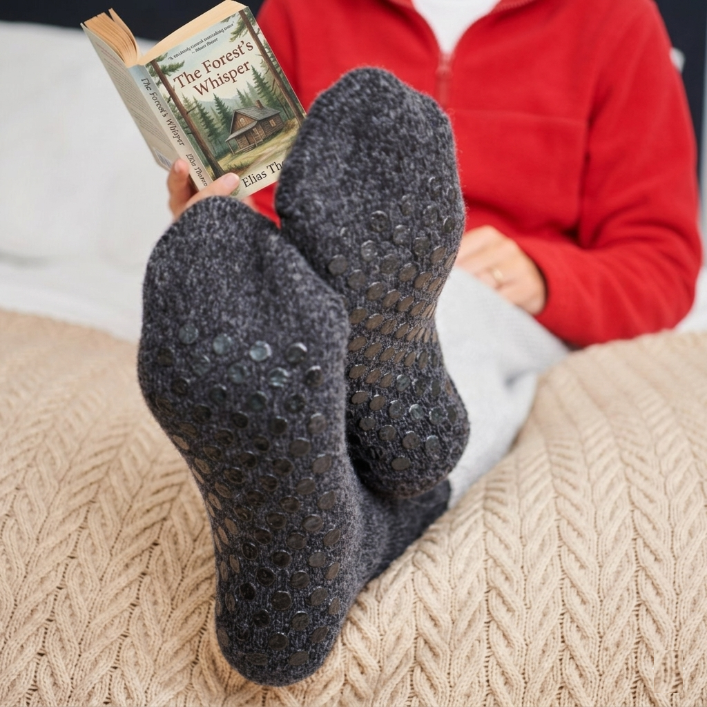 Merino Wool Slipper Socks with Non-Slip Soles, Set of 3 - APA Pure Living