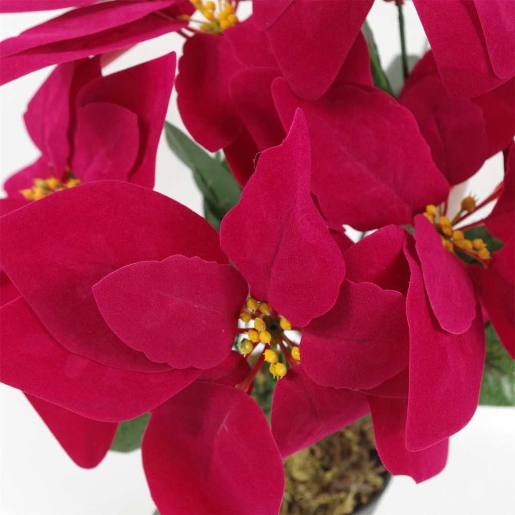 Artificial Red Poinsettia, 40cm, in a Hammered Copper Planter - APA Pure Living