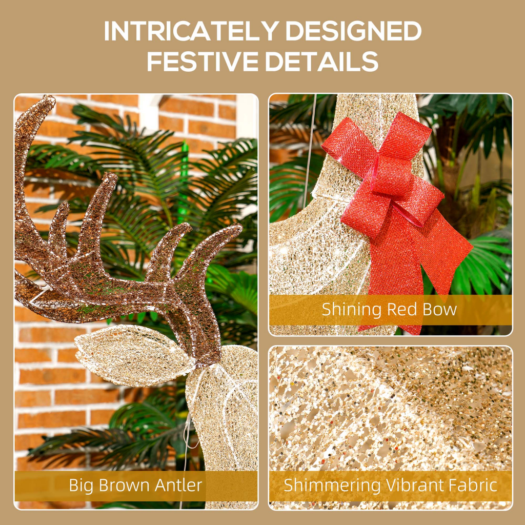 Light-Up Gold Reindeer Outdoor Christmas Decoration, 135cm - APA Pure Living