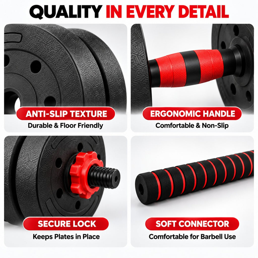 Anti-slip plate texture, ergonomic handle, threaded locking collar and soft foam connector