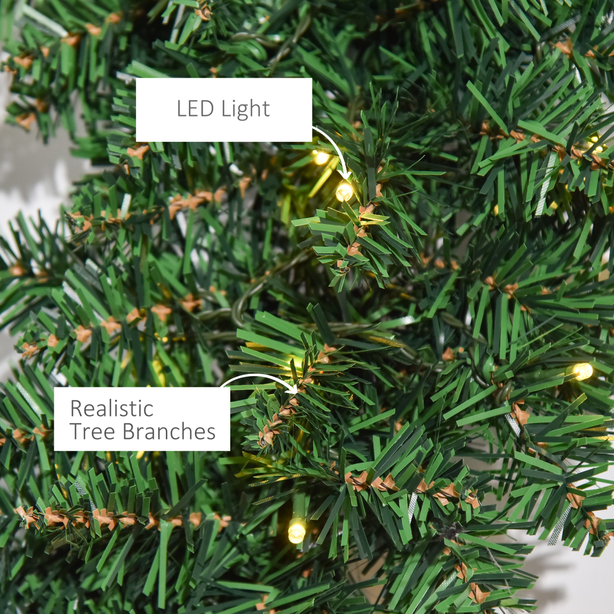 Pre-Lit Christmas Wreath with 50 Warm White LEDs, 55 cm