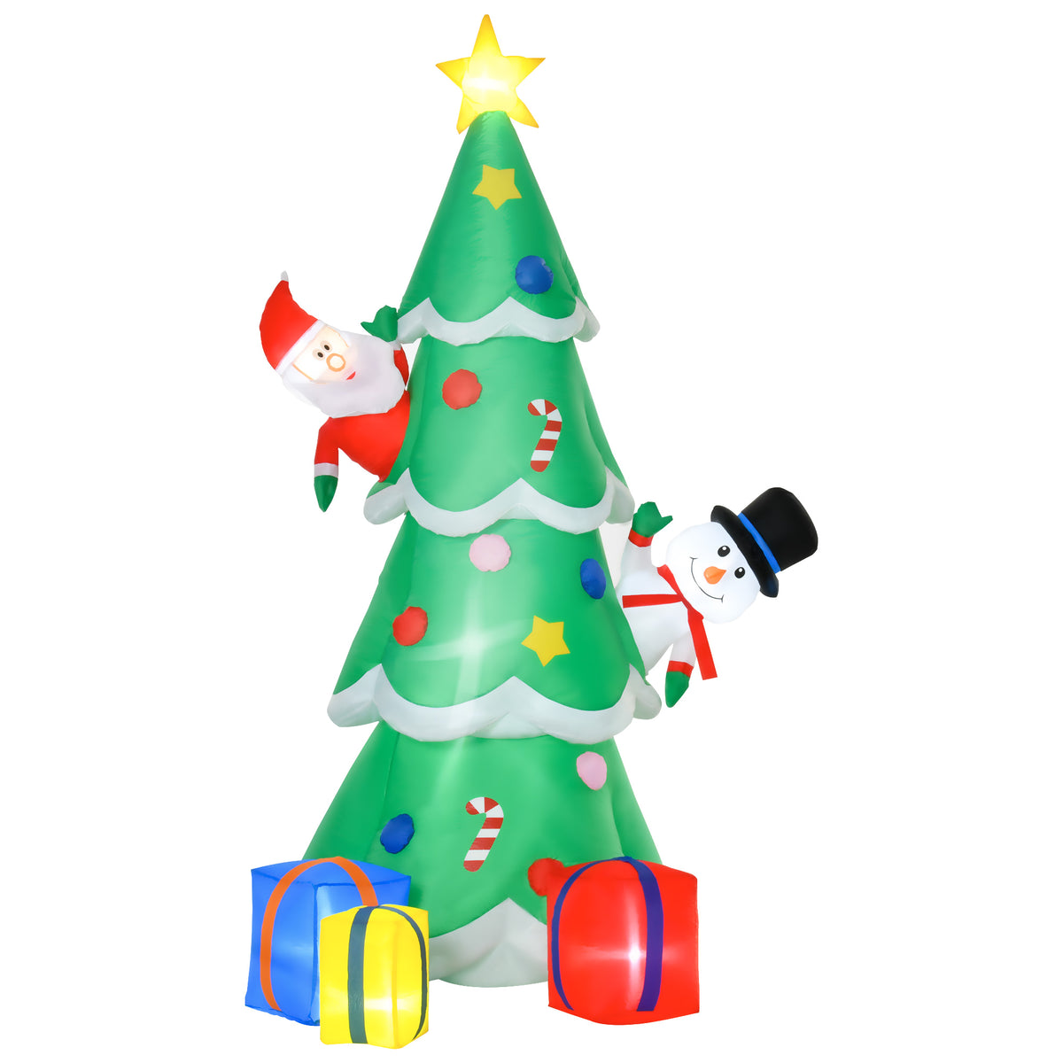 Inflatable Christmas tree with Santa, snowman and presents