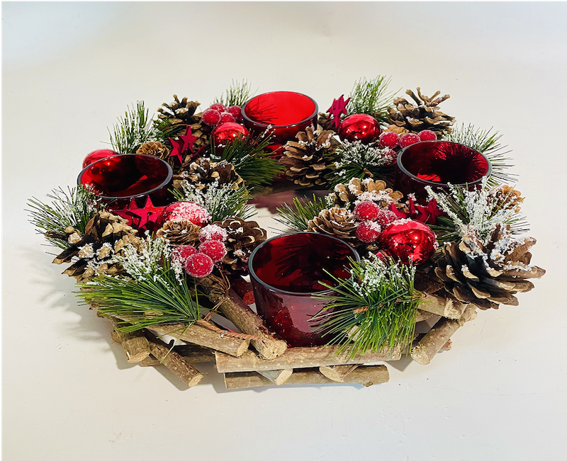 Festive Table Wreath Centrepiece with Flameless LED Candles - APA Pure Living