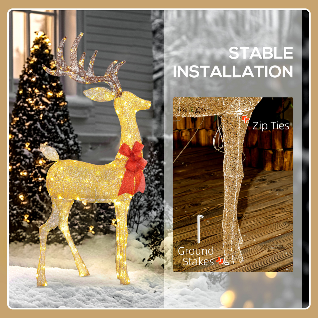 Light-Up Gold Reindeer Outdoor Christmas Decoration, 135cm - APA Pure Living
