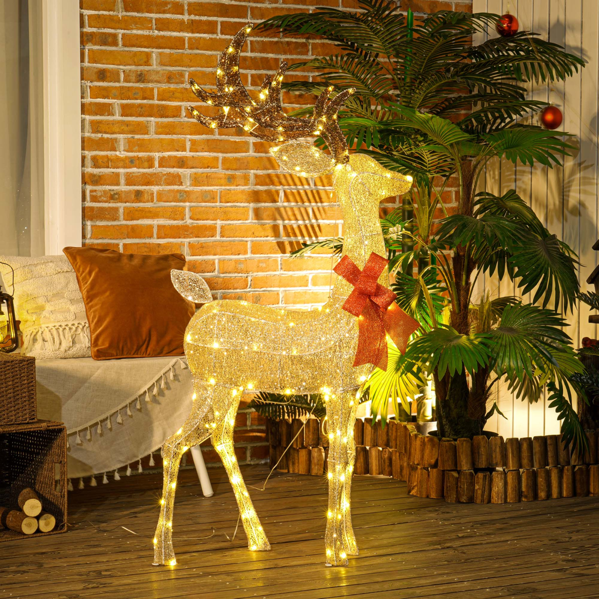 Light-Up Gold Reindeer Outdoor Christmas Decoration, 135cm - APA Pure Living