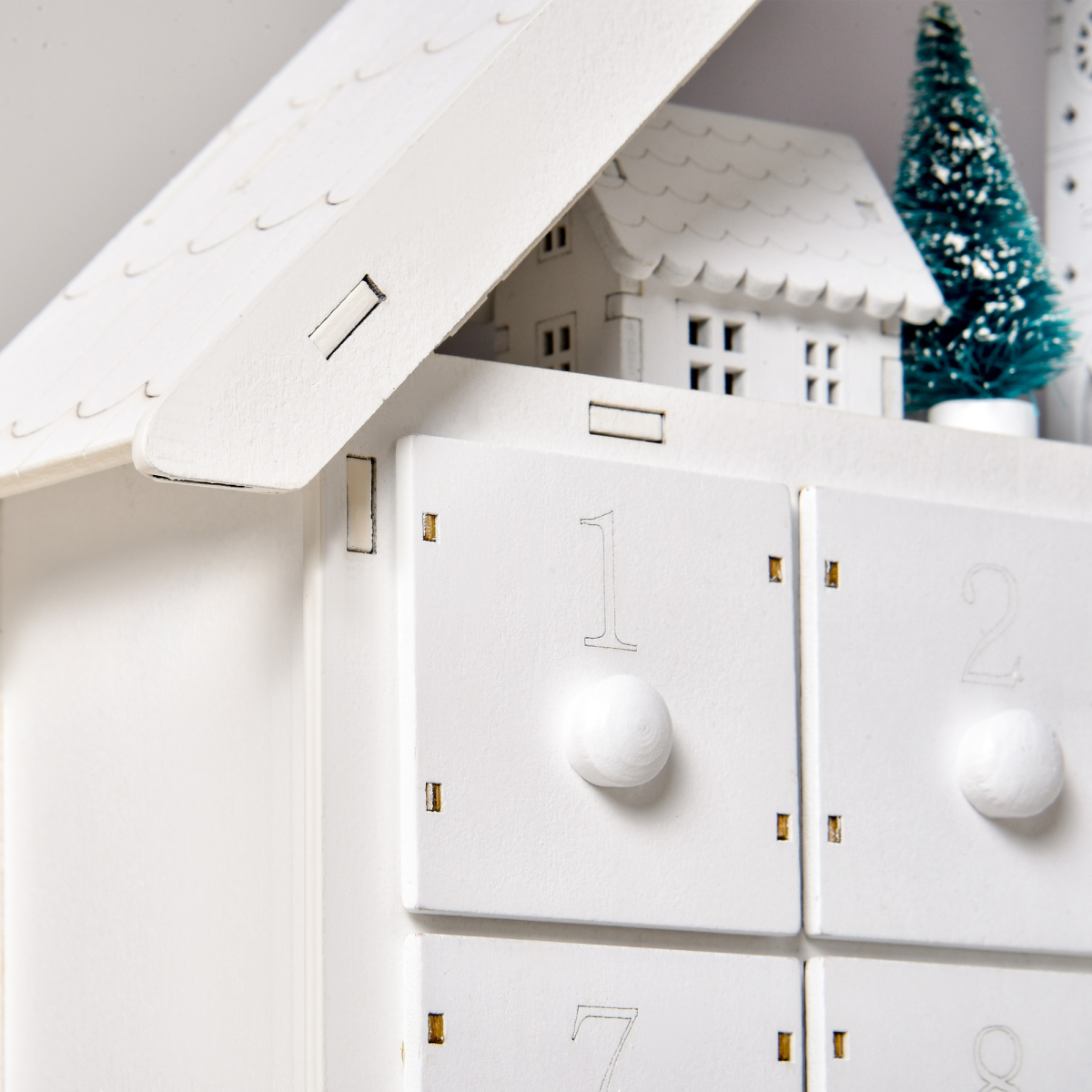 White Wooden Light-Up Advent Calendar with 24 Drawers - APA Pure Living