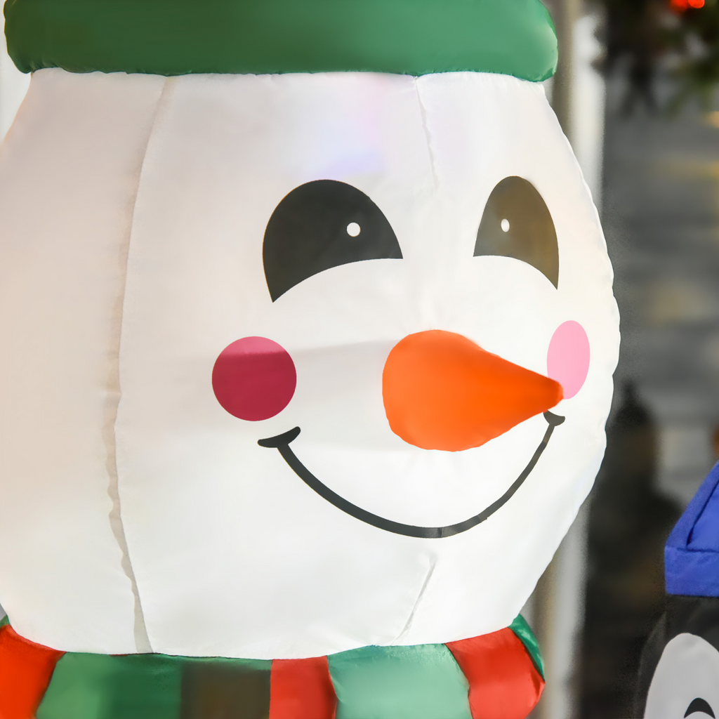 6ft Inflatable Snowman and Penguins with LED Lights - APA Pure Living