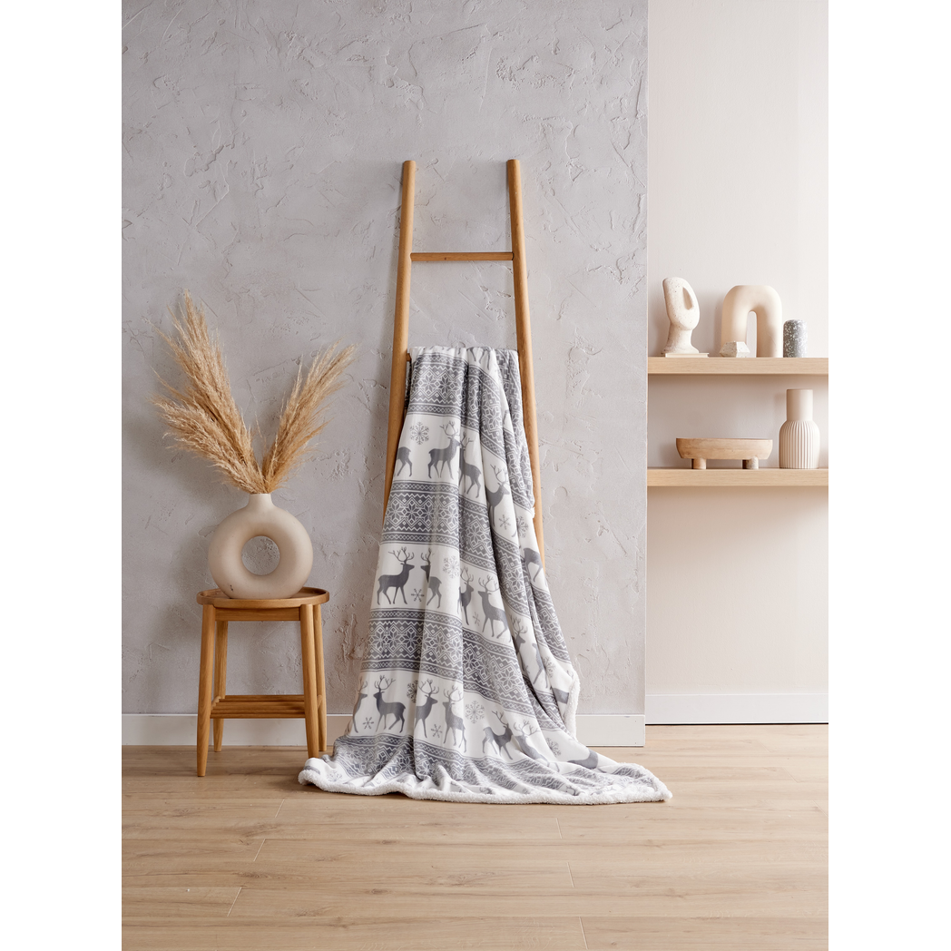 Nordic Print Sherpa Fleece Throw, 130 x 180cm - APA Pure Living