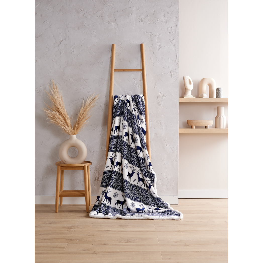 Nordic Print Sherpa Fleece Throw, 130 x 180cm - APA Pure Living