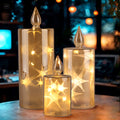 Faceted Glass LED Candles with Star Light Reflection, Set of 3 - APA Pure Living