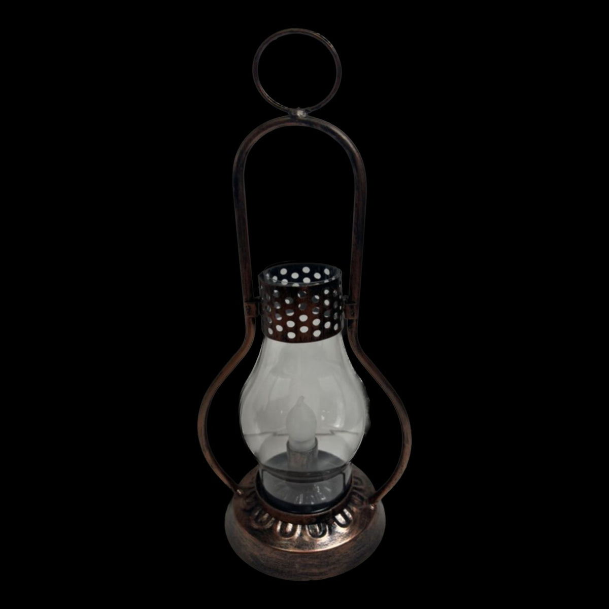 Vintage-Style LED Oil Lantern with Aged Copper Finish - APA Pure Living
