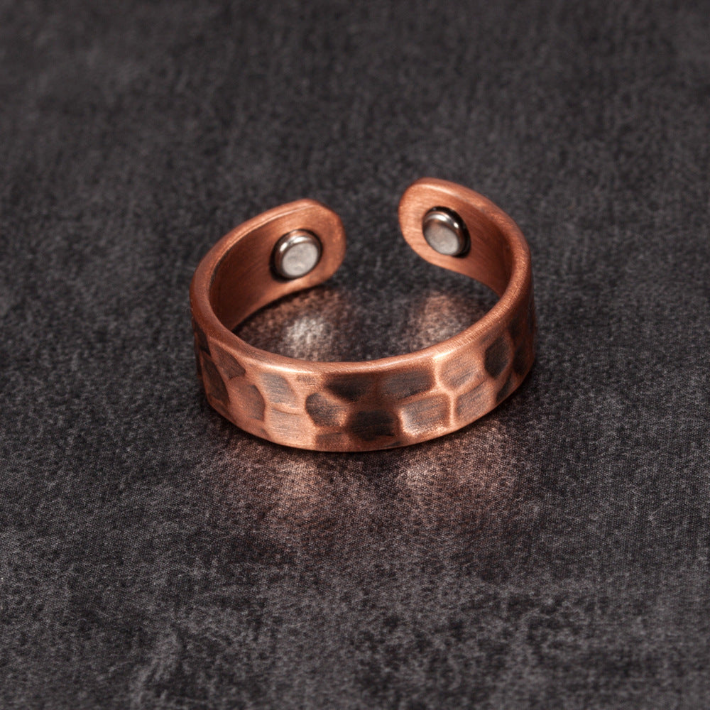 Copper-Finish Wave Ring, Adjustable Open Band