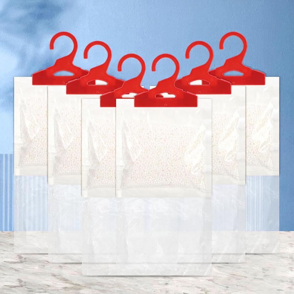 Six hanging moisture absorber bags