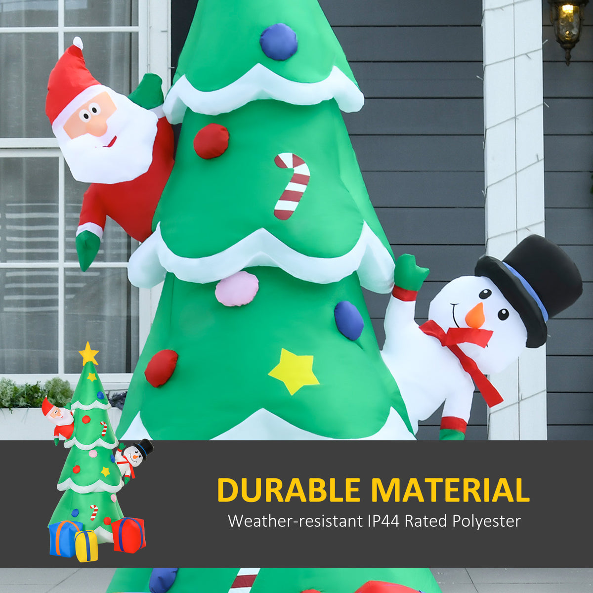 Built-in LED lights glowing inside the inflatable tree