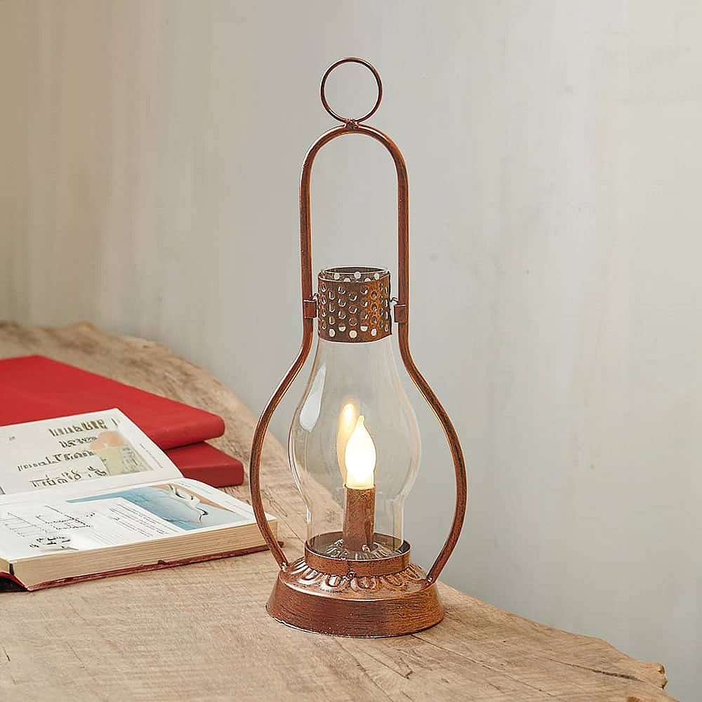 Vintage-Style LED Oil Lantern with Aged Copper Finish - APA Pure Living