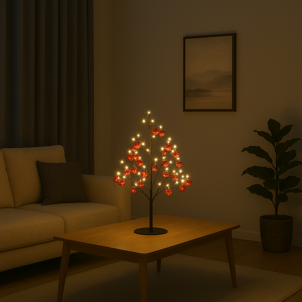 Pre-Lit Red Bauble Christmas Tree with 220 LEDs, 56cm - APA Pure Living