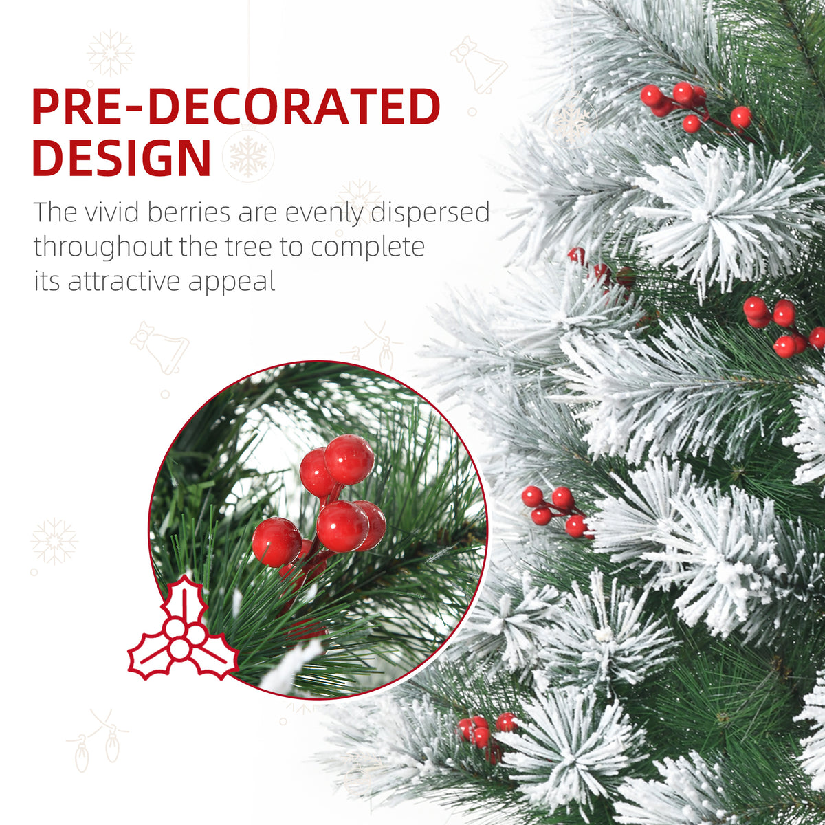 5ft Artificial Christmas Tree with Red Berries and Metal Stand - APA Pure Living