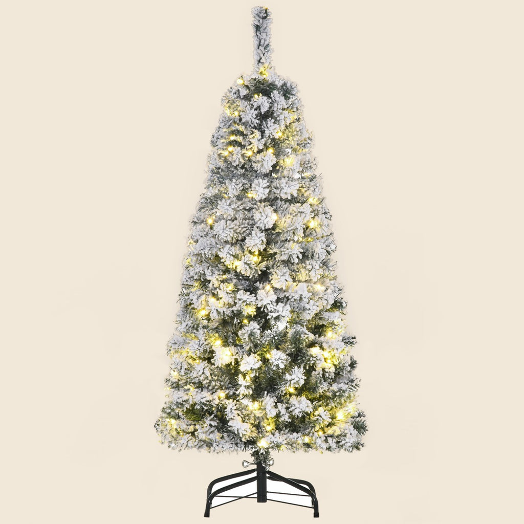 4ft Pre-Lit Snow-Flocked Christmas Tree with Warm White LEDs - APA Pure Living