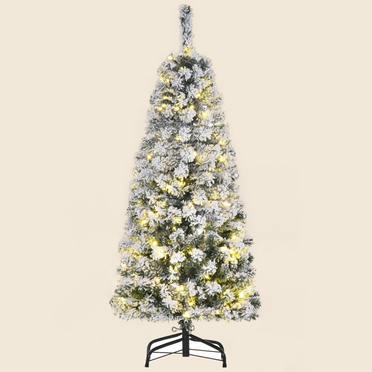 4ft Pre-Lit Snow-Flocked Christmas Tree with Warm White LEDs - APA Pure Living