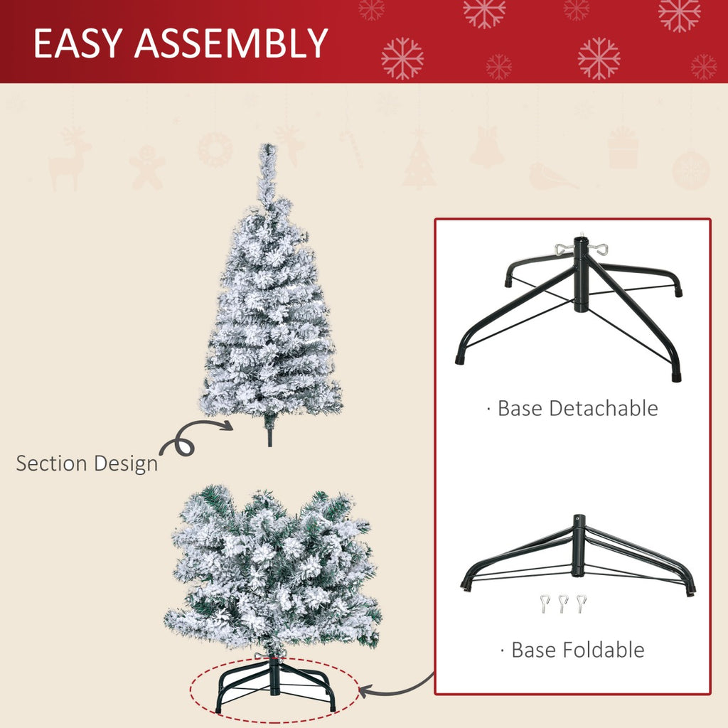 4ft Pre-Lit Snow-Flocked Christmas Tree with Warm White LEDs - APA Pure Living