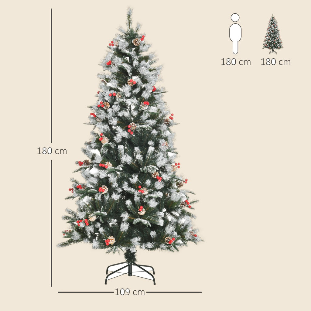 6ft Snow-Tipped Artificial Christmas Tree with Berries and Pine Cones - APA Pure Living